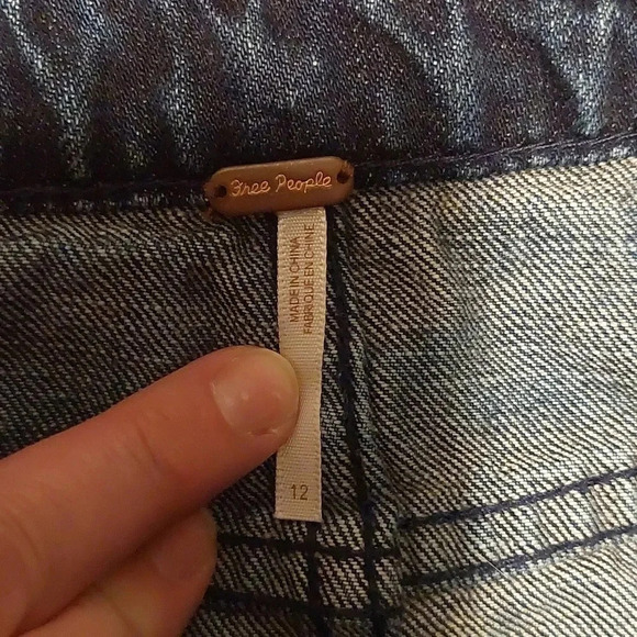 Free people Denim Mini Skirt front slit raw hem 12 Boho Bohemian  Festival - Picture 4 of 7